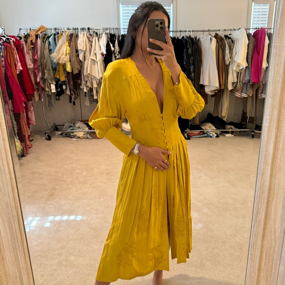 Bershka gold shirt dress